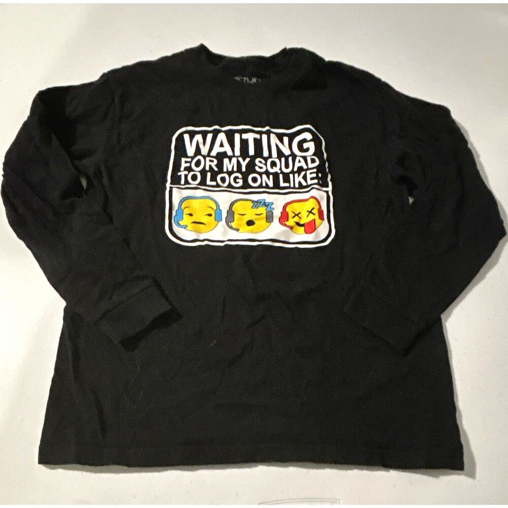 Fifth Sun Boy’s Black Long Sleeve Crew Neck Graphic T-Shirt Funny: Size S